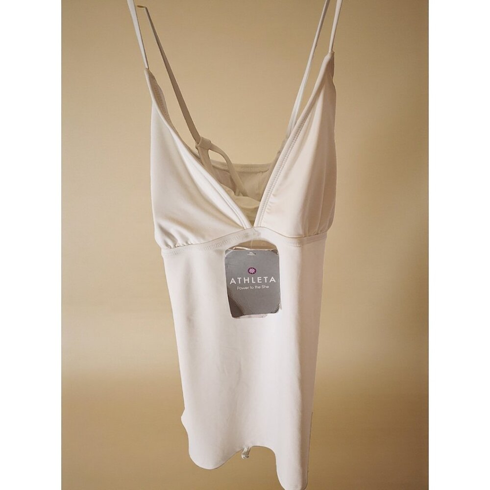 Athleta Strappy White Tankini Swim Top XL NWT